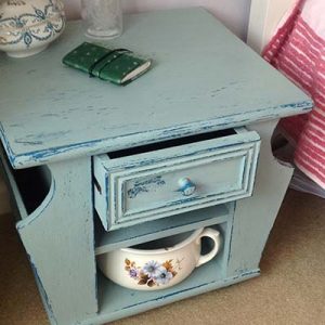 turquoise hand painted vintage upcycled bedside table